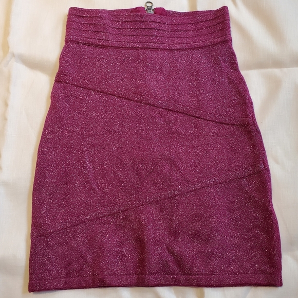 2b Bebe Sparkly Fuscia Bodycon Mini Skirt - Picture 1 of 5